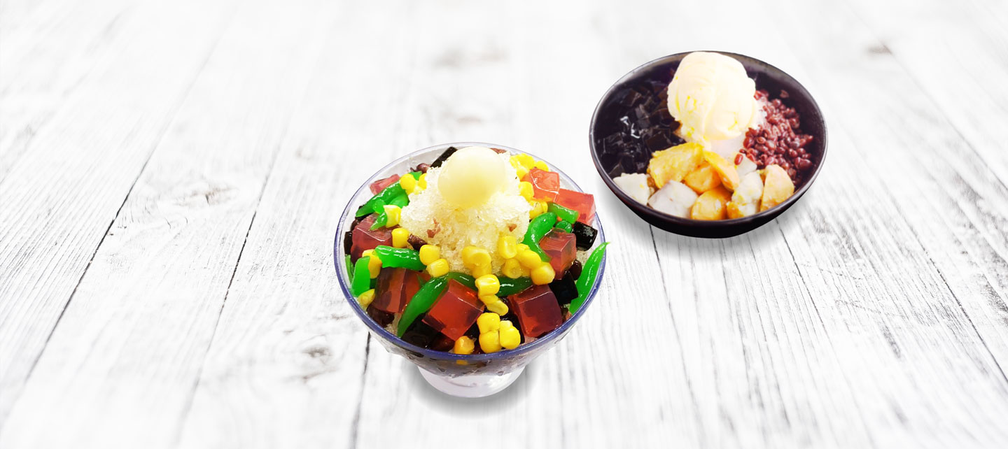 dessert-banner3b ABC Ice and shave Ice on white wooden tableABC Ice and shave Ice on white wooden table